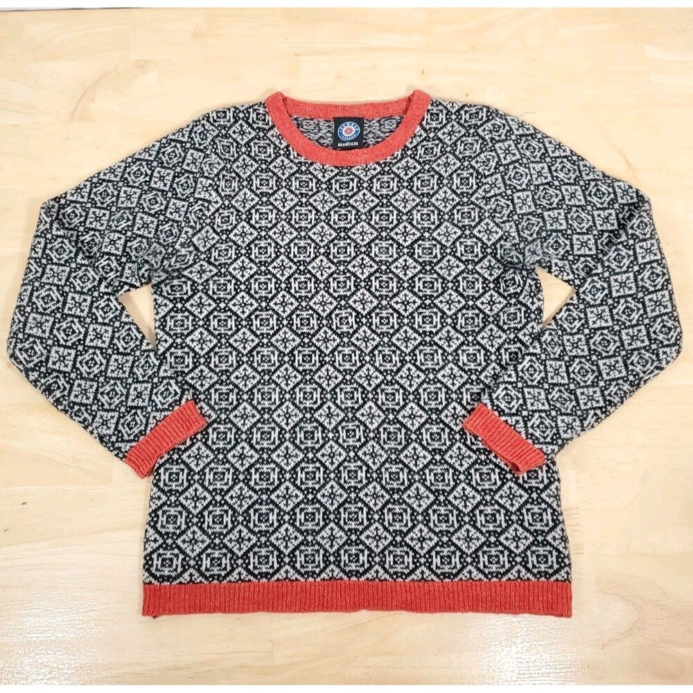 ICEWEAR Women's Sz M Geometric Wool Sweater Icelandic Angora Wool Lagenlook